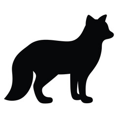 Silhouette of a fox standing alert against a white background space