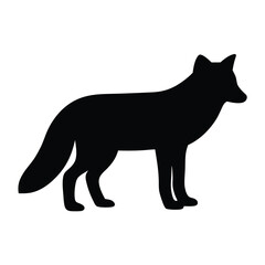 Striking Black Silhouette of a Fox Standing Alert on White Background