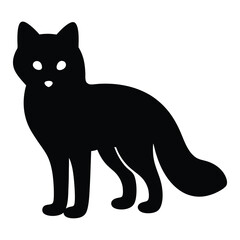 Silhouette of a Black Fox Standing Alertly, Minimalist Vector Illustration Style