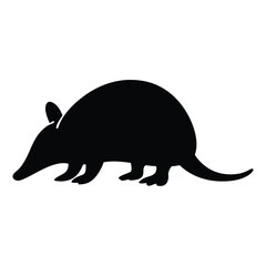 Silhouette of an armadillo on a white background for use in graphics