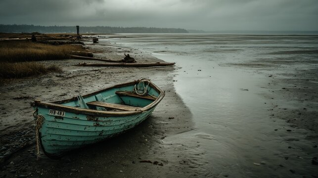 Tranquil Seaside Rowboat