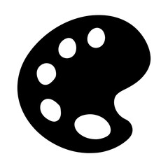 Classic artist's palette with paint wells in stark black and white