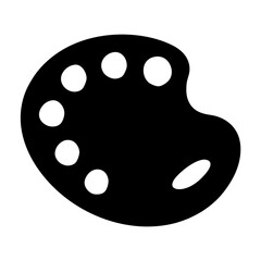Black Paint Palette Symbol with Six Circular Color Wells, Simple Artwork
