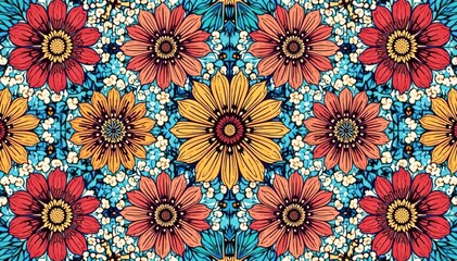 Intricate line art floral design, geometric repeat, pattern, surface