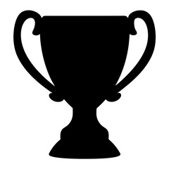 Simple black silhouette illustration of a trophy cup with two handles