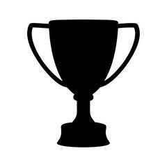 Black Silhouette of a Classic Trophy with Handles on a White Background