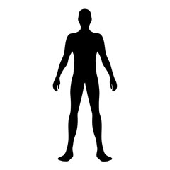 Silhouette of a Standing Human Figure with Arms Slightly Extended Outward