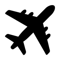 Silhouette of a large passenger airplane in flight, an icon for travel