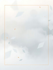Ethereal abstract composition evokes calmness with soft colors and geometric shapes floating in a dreamy atmosphere