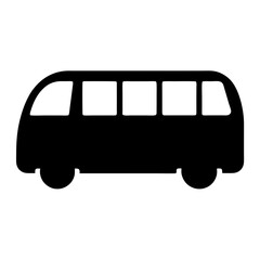 Black and White Silhouette of a Vintage Van or Bus Vehicle