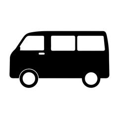Black silhouette of a classic van, ideal for transportation and deliveries
