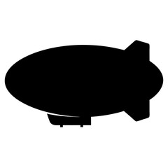 Black silhouette of a large blimp with gondola and fins illustration