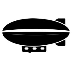 Stylized black and white zeppelin blimp airship illustration with cabin design