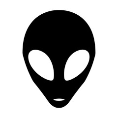 Simple and striking depiction of an alien head with an ominous tone