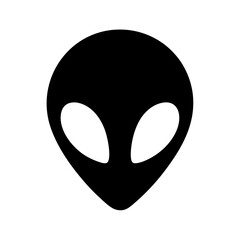 Simple Black and White Alien Head Icon Graphic Representation