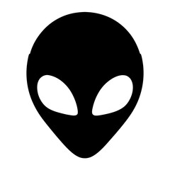 Simple yet classic black alien head with large blank white eyes