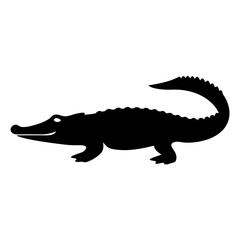 Silhouette of an alligator, symbolizing strength and resilience, on a white background