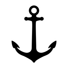 Simple black anchor design on a white background suitable for printing