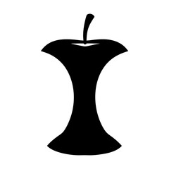 Black and White Apple Core Silhouette Suggesting Consumption or Waste