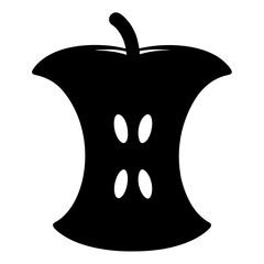 A Minimalist Depiction of an Apple Core Representing Consumption and Waste