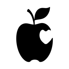 Silhouette of a Bitten Apple Fruit on a White Background