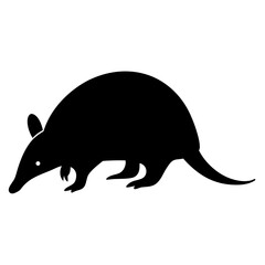 Silhouette of an aardvark, a nocturnal mammal native to Africa with unique features