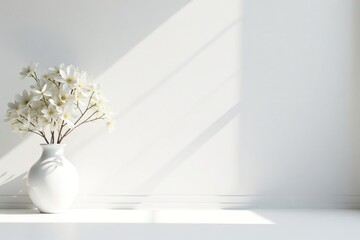 Pure white background, elegant minimalist aesthetic, wall, studio, perfect