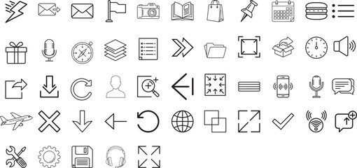 Minimalist Line Icons Set | Web, App, Business, Technology, Communication Symbols | Adobe Illustrator Artwork