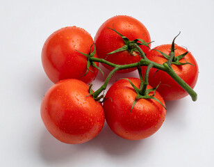Custom AI MFresh Vine Tomatoes with Water Droplets on Gray Background – High Resolution Realistic 4K Imageodel