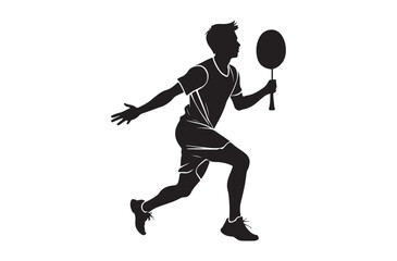 Badminton Player Silhouette Vector Dynamic Sports Art for Fitness and Game Designs