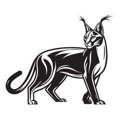 Precision-balanced caracal silhouette vector ideal for vector sprite sheets and symbol sets – caracal silhouette – caracal vector – caracal illustration – silhouette of caracal

