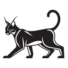 Modular caracal silhouette vector formatted for seamless integration into design systems – caracal silhouette – caracal vector – caracal illustration – silhouette of caracal

