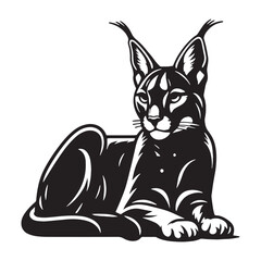 Compact caracal silhouette vector illustration ideal for micro elements and responsive layouts – caracal silhouette – caracal vector – caracal illustration – silhouette of caracal

