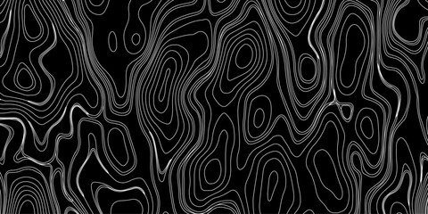 Generate a high-contrast black and white topographic map featuring detailed contour lines. The map should display various elevations using closely spaced, Topography and geography map grid abstract.