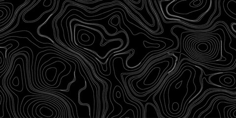 Generate a high-contrast black and white topographic map featuring detailed contour lines. The map should display various elevations using closely spaced, Topography and geography map grid abstract.