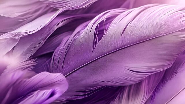 Soft purple bird feathers create a light and fluffy texture