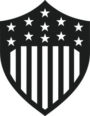 Stars and Stripes Shield Icon for Independence Day Art