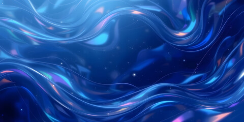 Fototapeta premium Dynamic Blue Light Energy Waves Background. Glowing luminous lines twisting vigorously on dark backdrop with sparse particles. Abstract futuristic power effect.