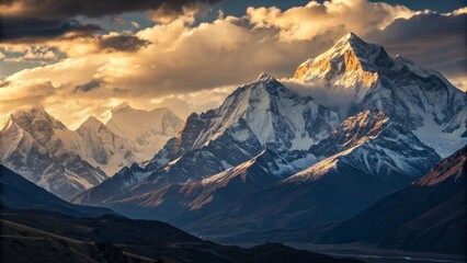 Obraz premium Layered Peaks A Majestic Landscape,Snow ,Mountain Range