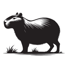 Sharp-edge capybara silhouette vector ready for modern brand assets and marketing collateral – capybara silhouette – capybara vector – capybara illustration – silhouette of capybara

