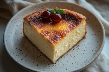 Spanish dessert Cheesecake San Sebastian casserole,