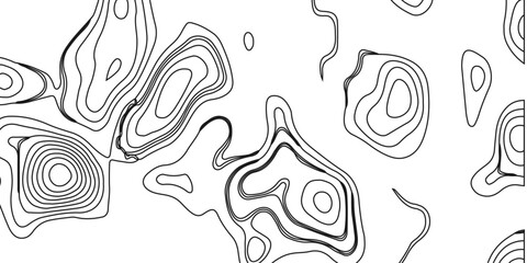 Generate a high-contrast black and white topographic map featuring detailed contour lines. The map should display various elevations using closely spaced, Topography and geography map grid abstract.