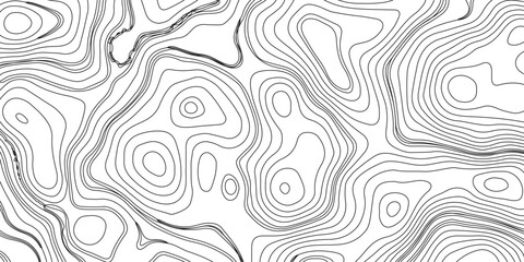 Fototapeta premium Generate a high-contrast black and white topographic map featuring detailed contour lines. The map should display various elevations using closely spaced, Topography and geography map grid abstract.