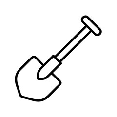 Shovel vector icon outline, gardening tool illustration, digging equipment, spade for agriculture work