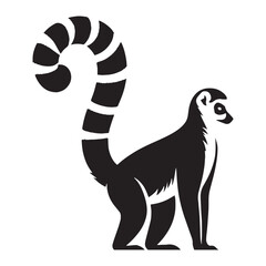 Compact-form lemur silhouette vector ideal for micro-size uses – lemur silhouette – lemur vector – lemur illustration – silhouette of lemur   © Naseem