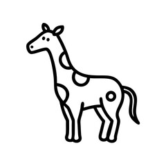 Giraffe illustration vector, outline drawing of giraffe, giraffe cartoon animal icon isolated, zoo art