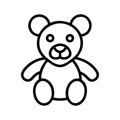 Teddy bear outline drawing vector illustration, cute toy animal, simple line art for kids coloring page