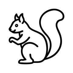 Squirrel outline drawing vector illustration, cute squirrel clip art for design and decoration