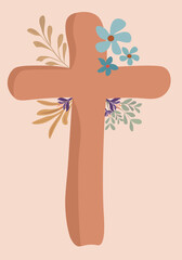 Easter Cross eps. Illustration of an easter lily over a golden cross, Easter and Christ s resurrection... eps available, vector