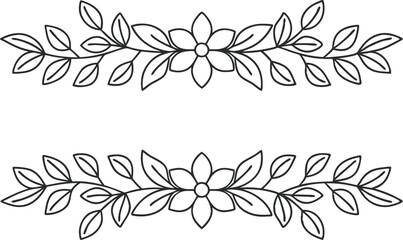 Botanical Divider With Floral Accent Isolated On White Background Vector Illustration
